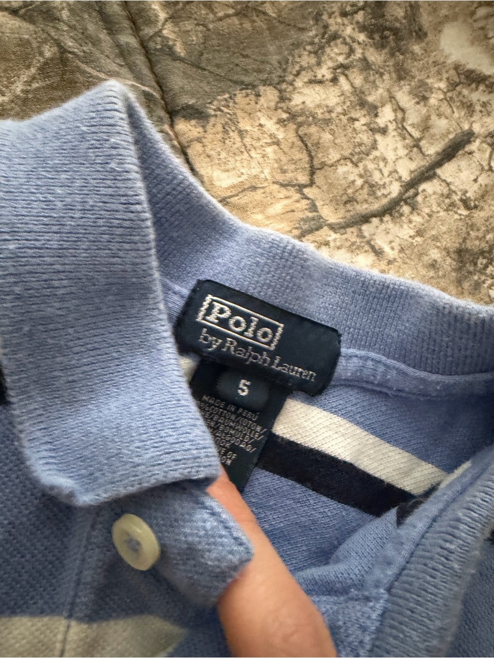 Polo by Ralph Lauren Light Blue, White & Navy Striped Polo Shirt - Picture 2 of 2